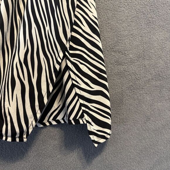 VTG Diane Gilman 100% Silk Blouse Size 2X Animal Print Zebra Top Arsty Career - Picture 4 of 10